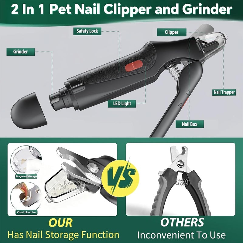 CATPICK 2-in-1 Cat Nail Clippers & Dog Nail Clippers Trimmers for Large Medium Small Dogs Cats Claw Trimmer Quick Sensor and Safety Guard USB Rechargeable with 2 LED Lights Dogs Nail Trimmer - Image 4